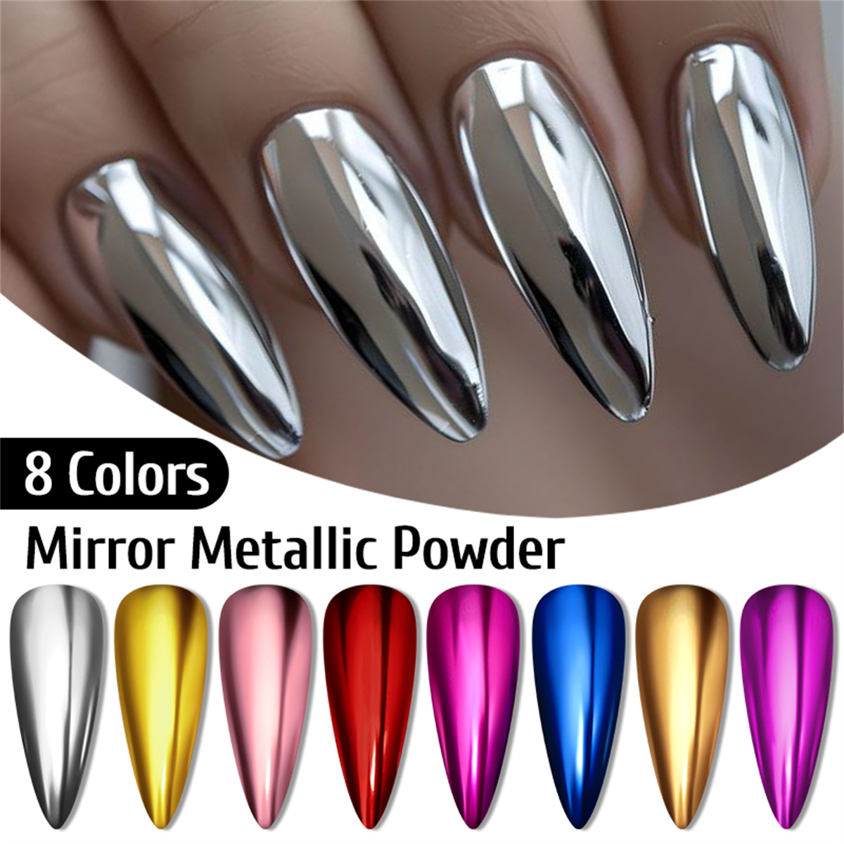 Nail Art Rose Gold - Metallic Gold Silver Mirror Powder Nail