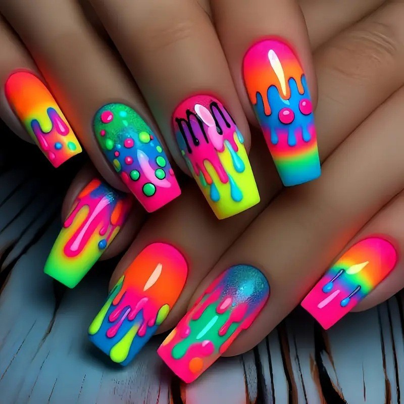 Press On Nail Set - 24pcs/set short Medium Long fake nails