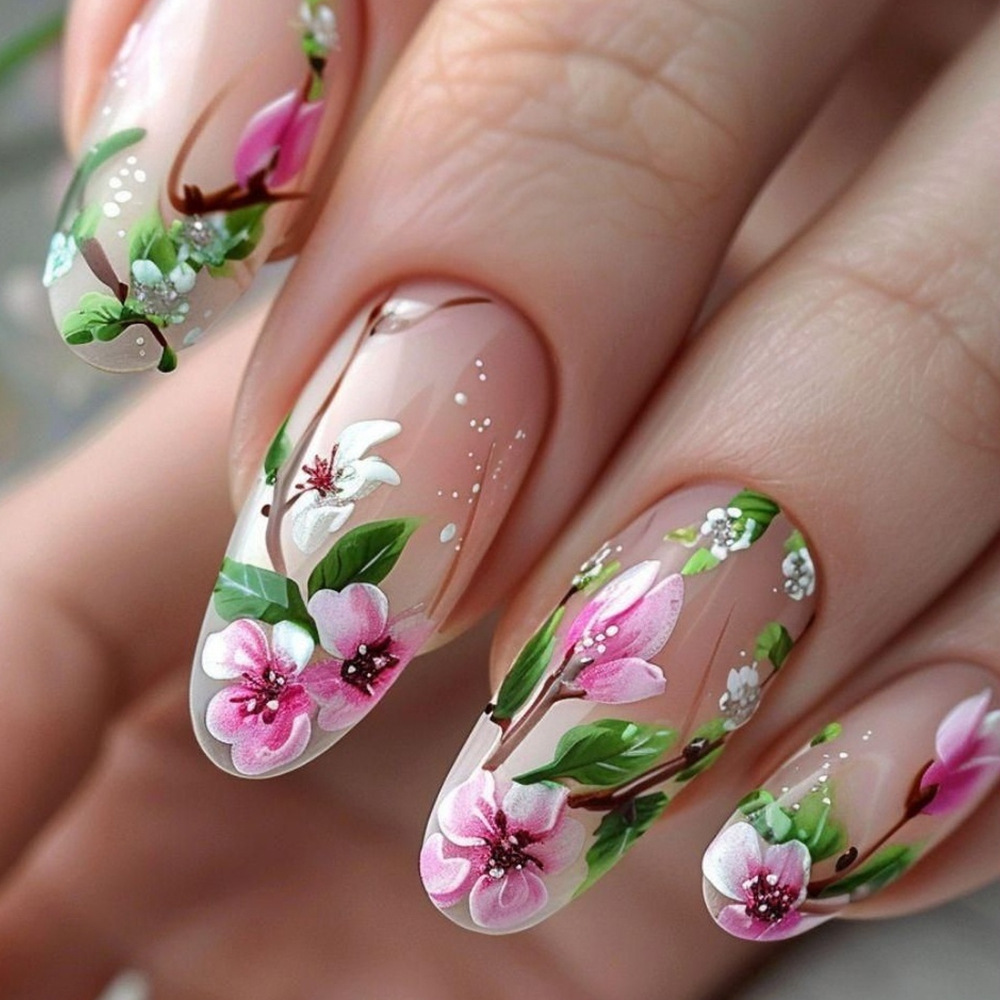 Press On Nail Set - Short Almond Press on Nails 3D