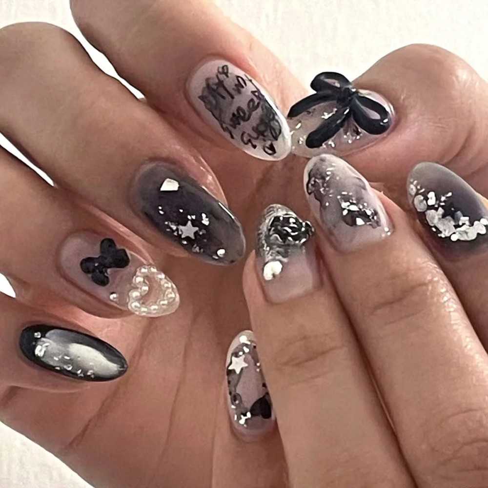 Press On Nail Set - 24pcs Sweet False Nail Patches Detachable