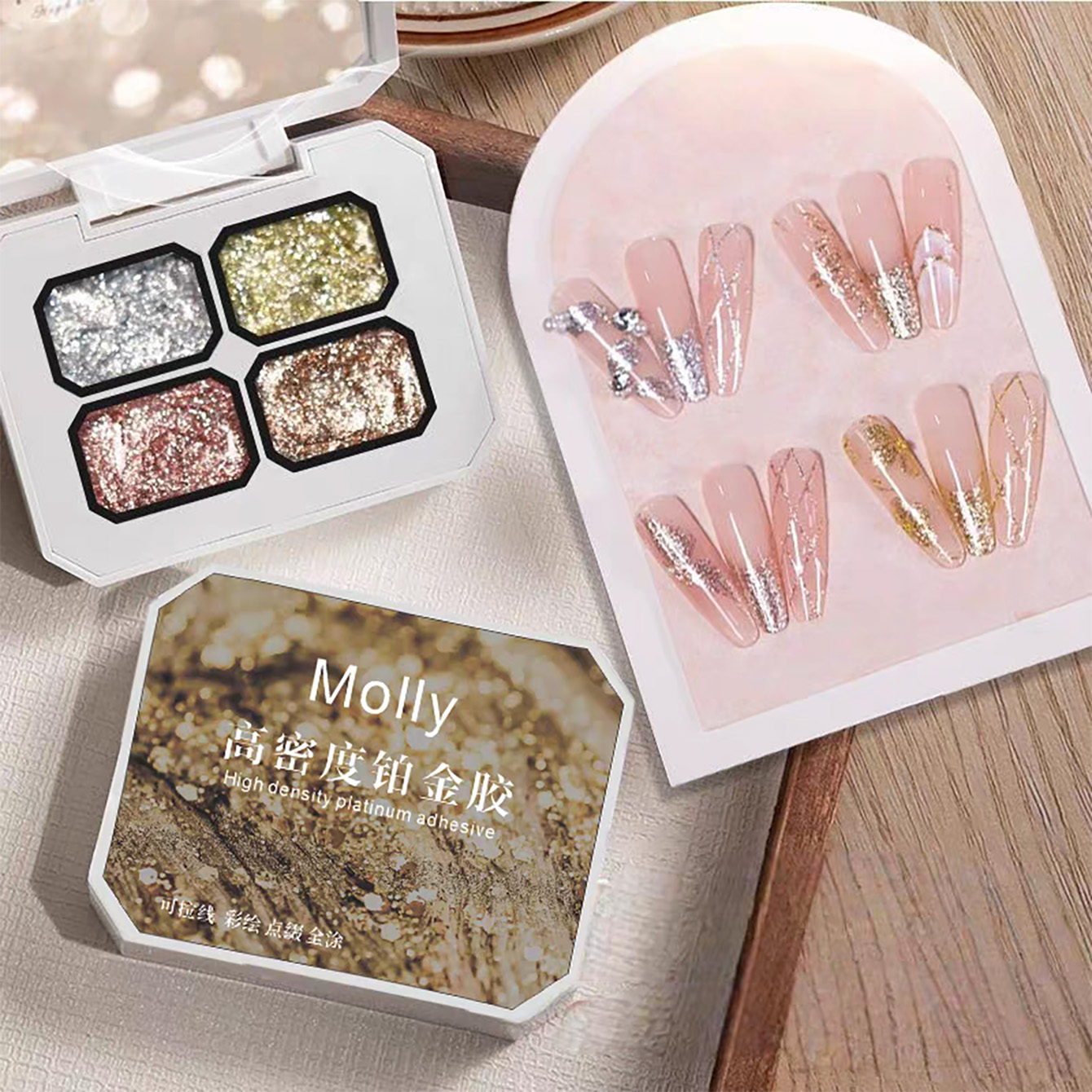 Nail Art Rose Gold - MIANEL Chunky Foil Platinum Nail Art