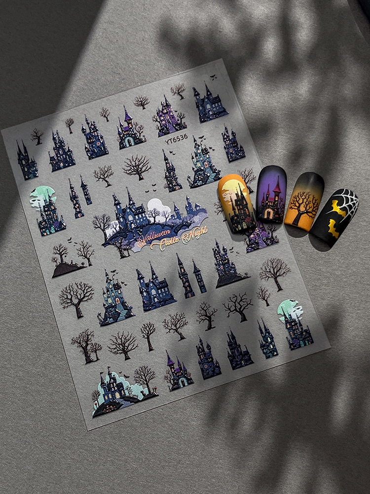 Nail Art Gothic - Halloween Gothic Haunted Castle Nail Stickers