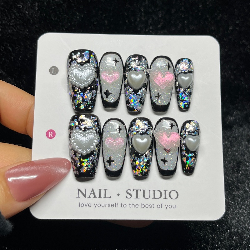 Nail Art Gothic - 10PCS Gothic Black Press on Nails