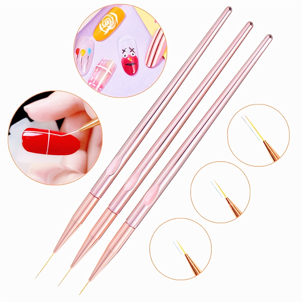 Nail Art Rose Gold - 3Pcs/Set Nail Art Brush Nail Art