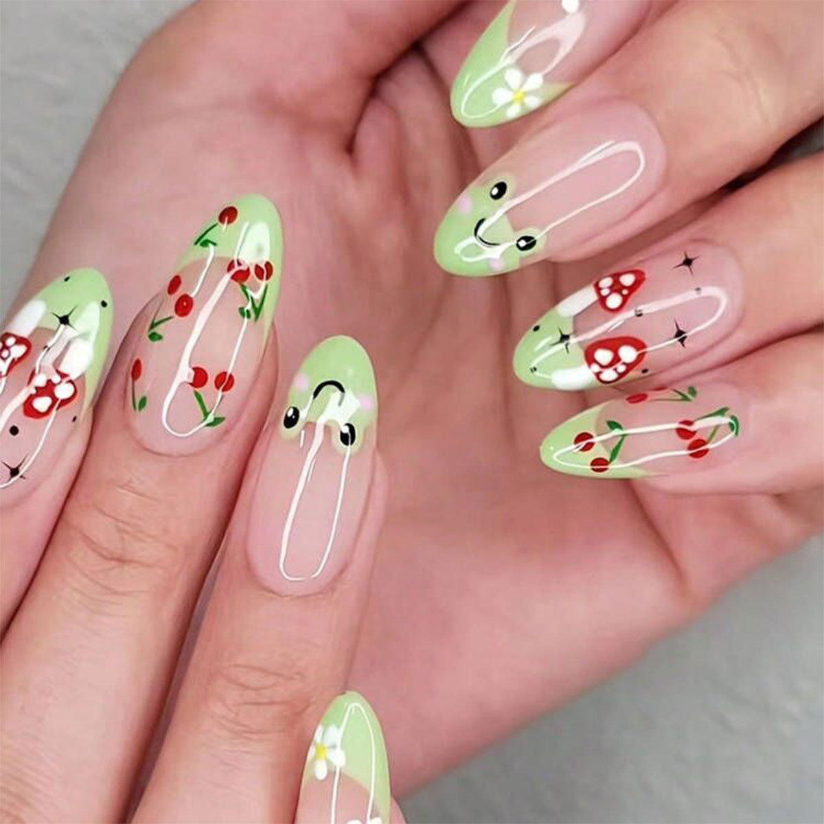 Press On Nail Set - Lovely Cherry Press on Nails French