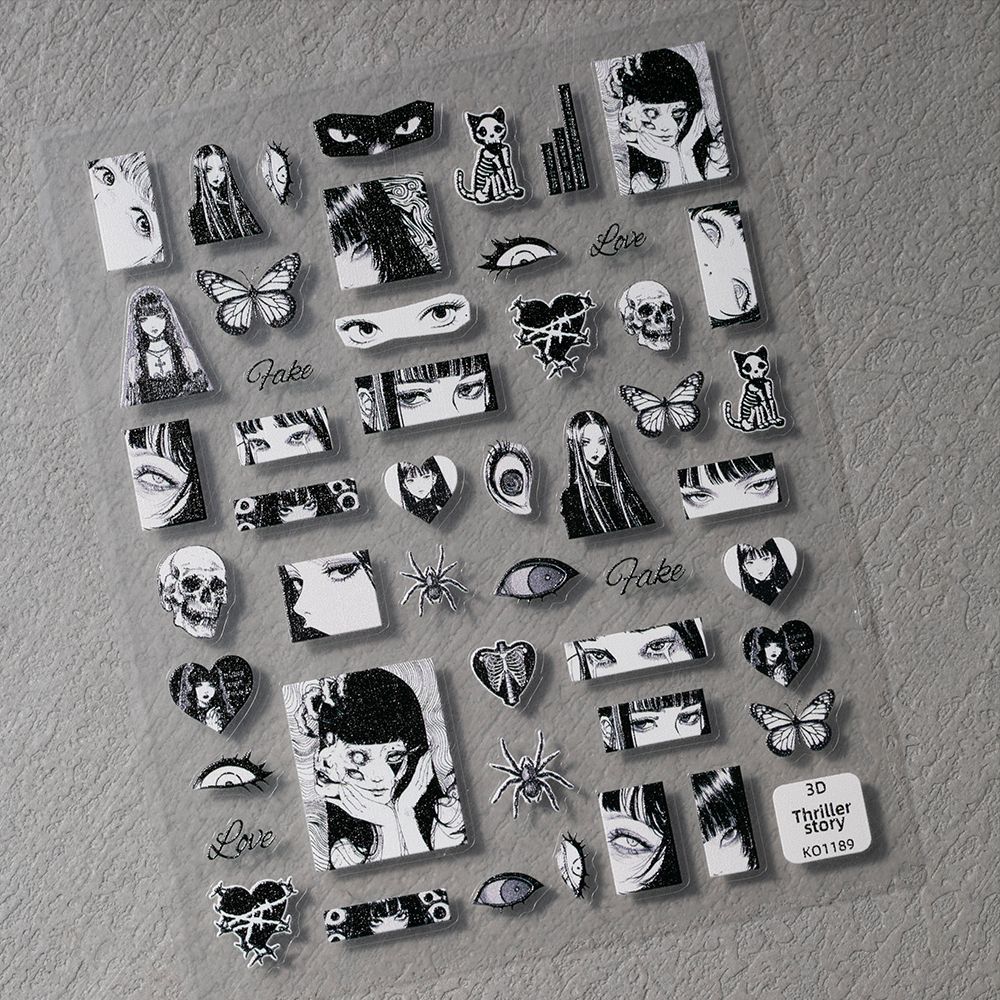 1Pc/Wholesale Gothic Black-Whi - Nail Art Gothic recension och pris