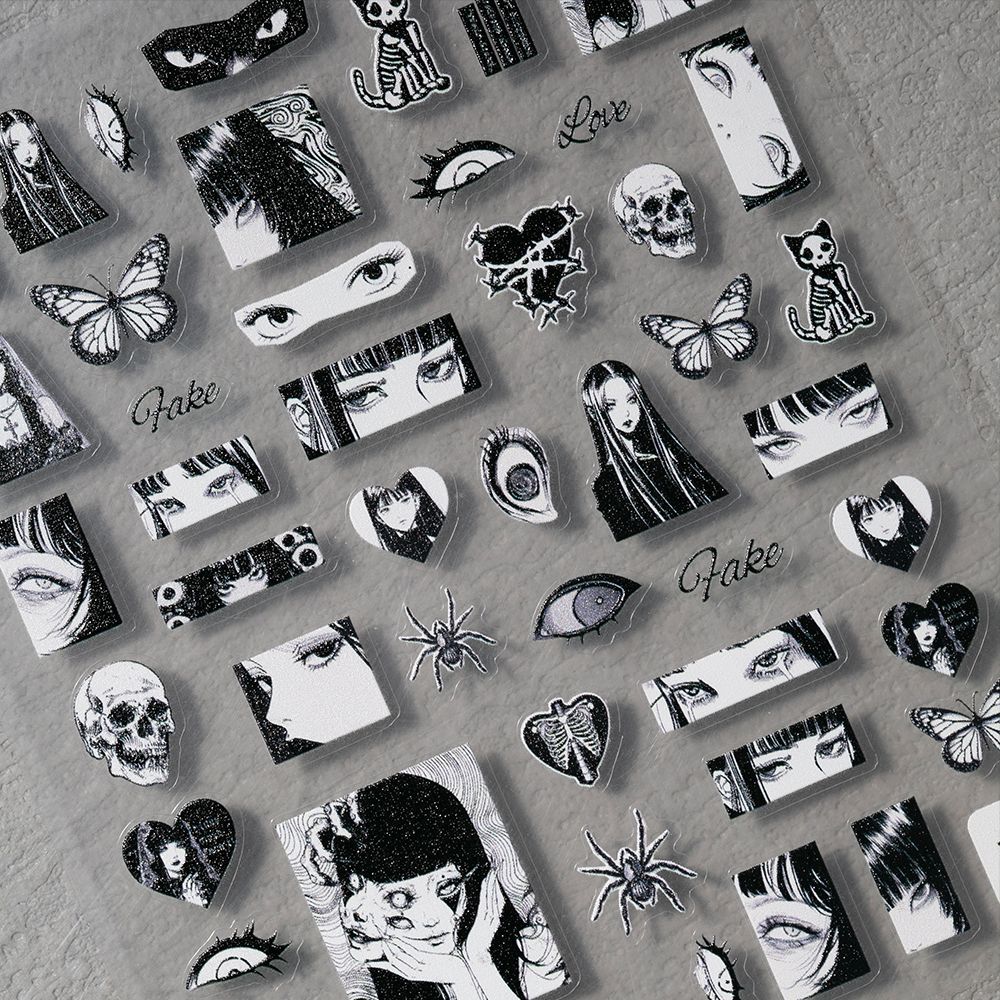 1Pc/Wholesale Gothic Black-Whi - Nail Art Gothic recension och pris
