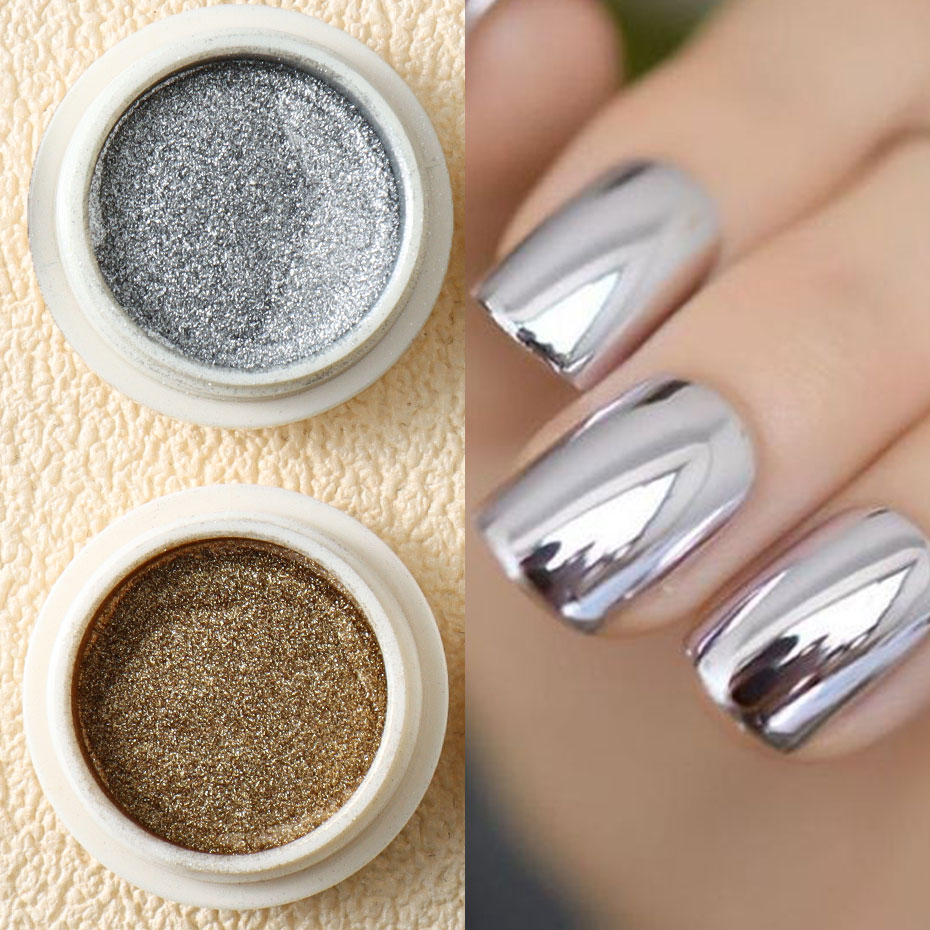 6pc Gold Metallic Mirror Glitt - Nail Art Rose Gold recension och pris