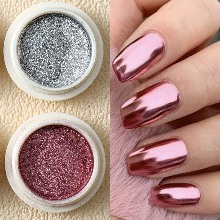 6pc Gold Metallic Mirror Glitt - Nail Art Rose Gold recension och pris