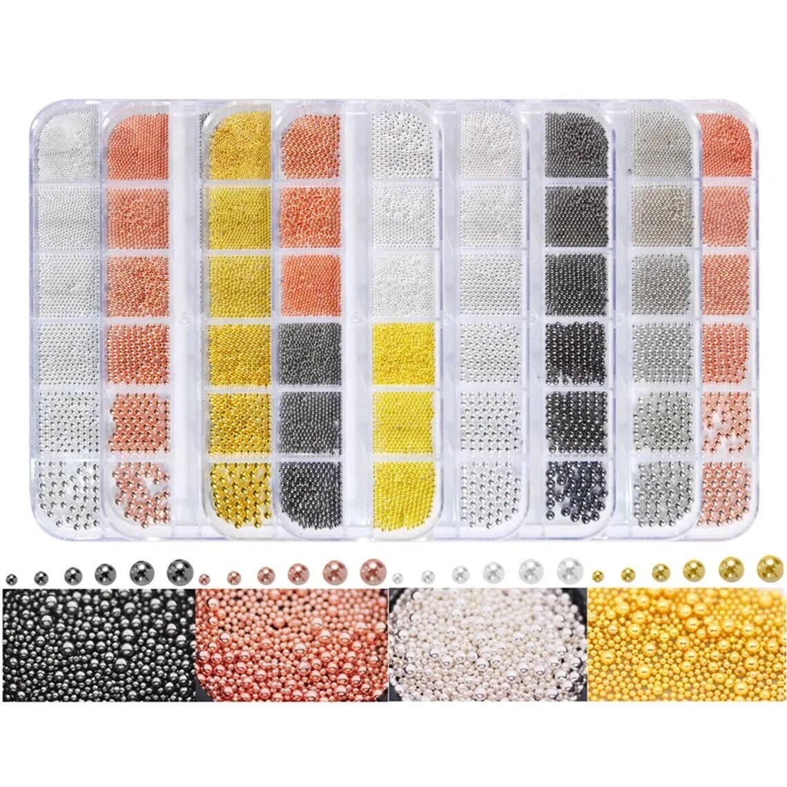1Box 6Size 0.8-3.0mm Metal Bea - Nail Art Rose Gold recension och pris