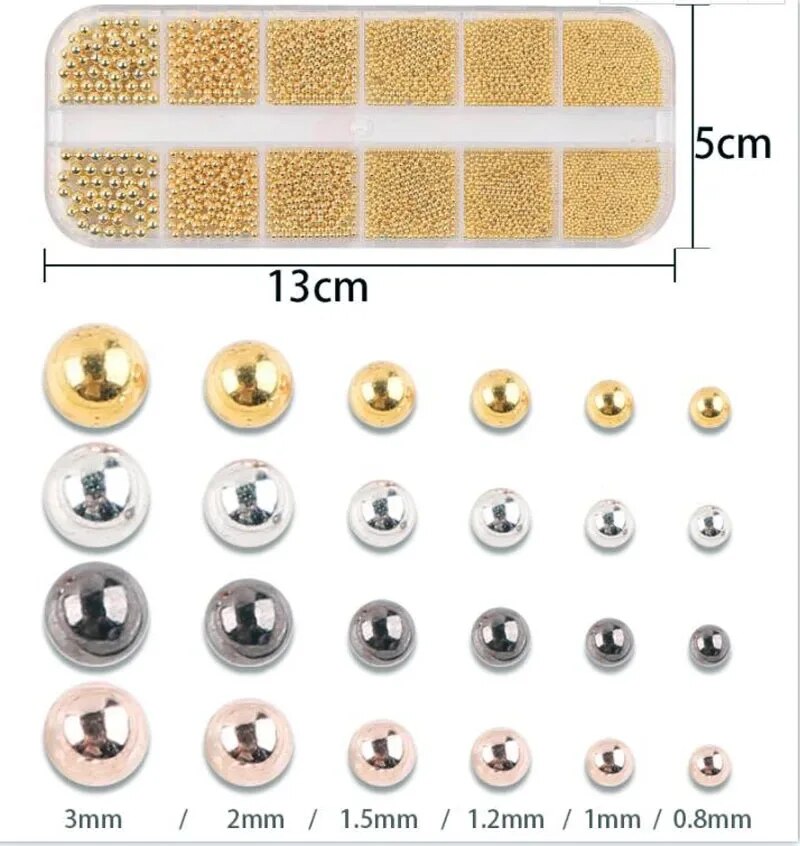 1Box 6Size 0.8-3.0mm Metal Bea - Nail Art Rose Gold recension och pris