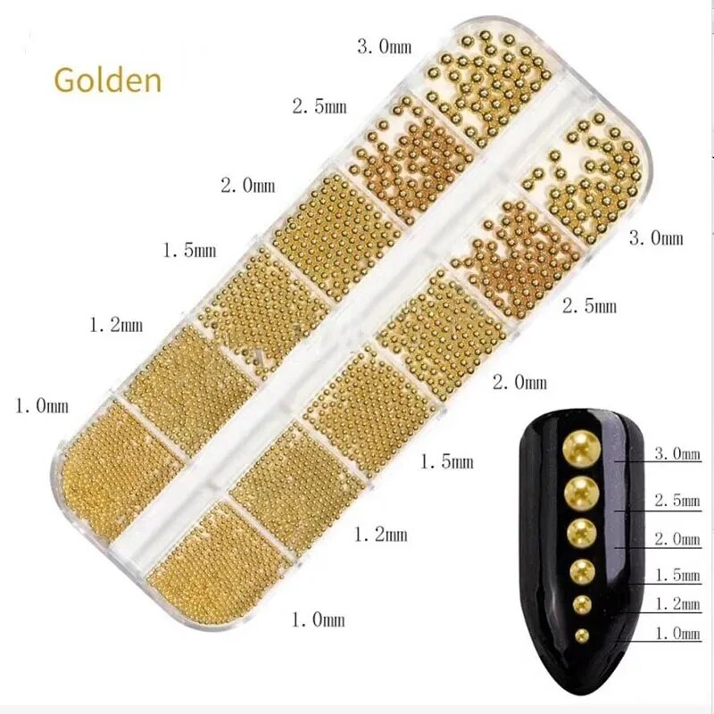 1Box 6Size 0.8-3.0mm Metal Bea - Nail Art Rose Gold recension och pris