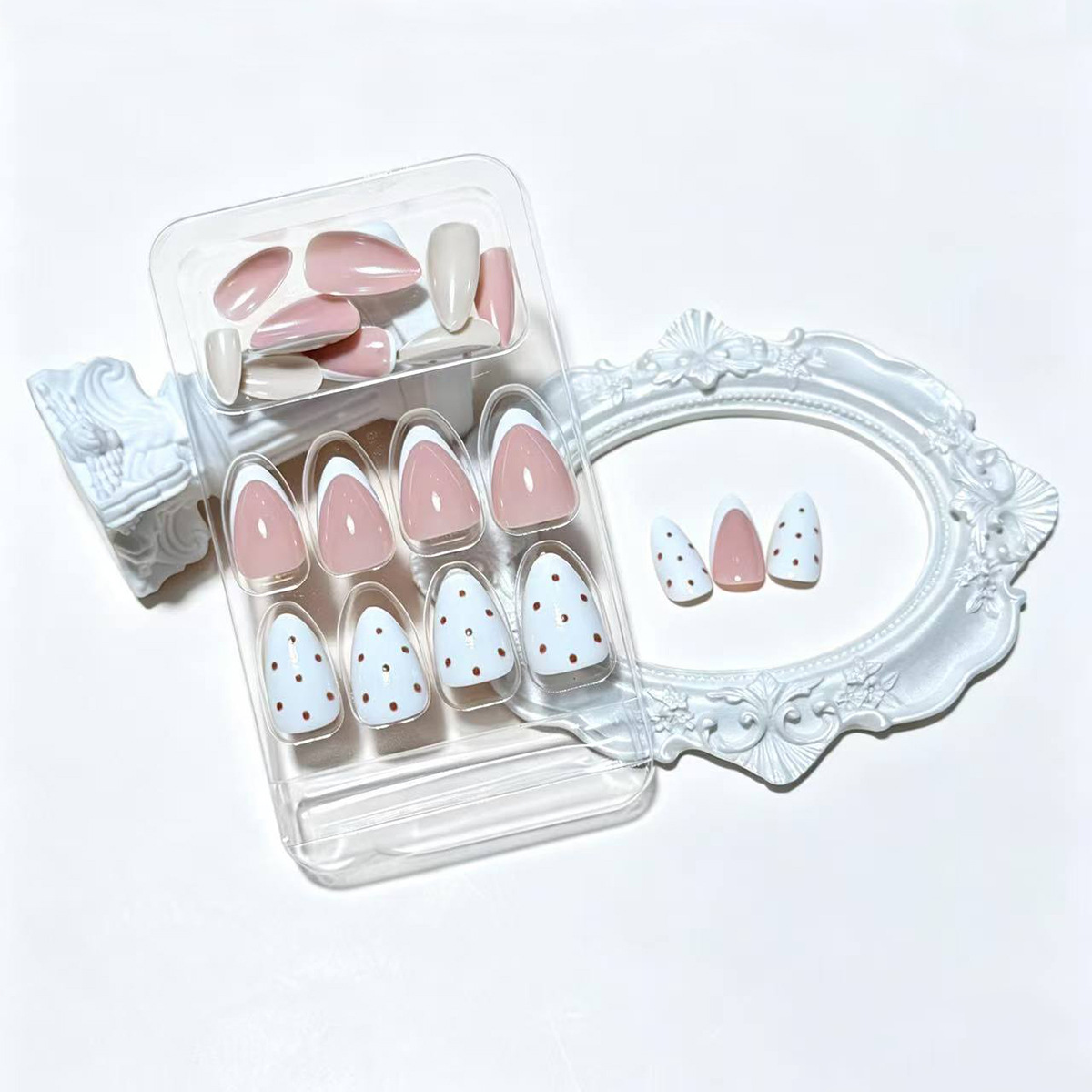 24Pcs French Tip Flower Nails  - Press On Nail Set recension och pris