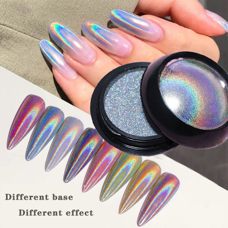 6 Colors Chrome Laser Nail Pow - Nail Glitter Chrome recension och pris