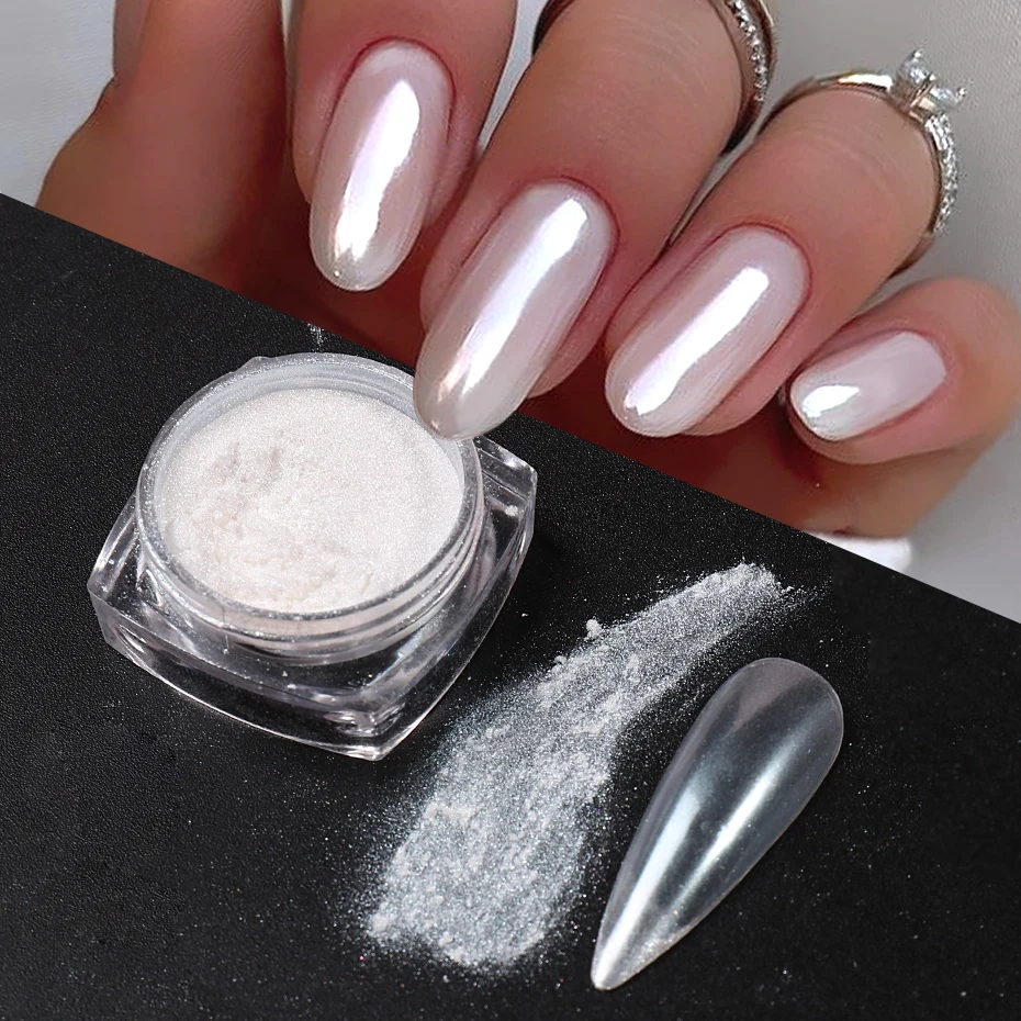 White Pearl Mirror Moonlight N - Nail Glitter Chrome recension och pris