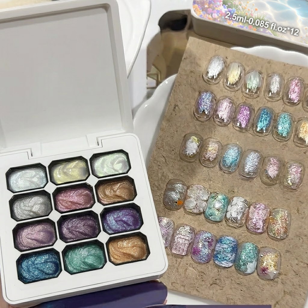 12 Colors Aurora Solid Nail Ge - Nail Glitter Chrome recension och pris