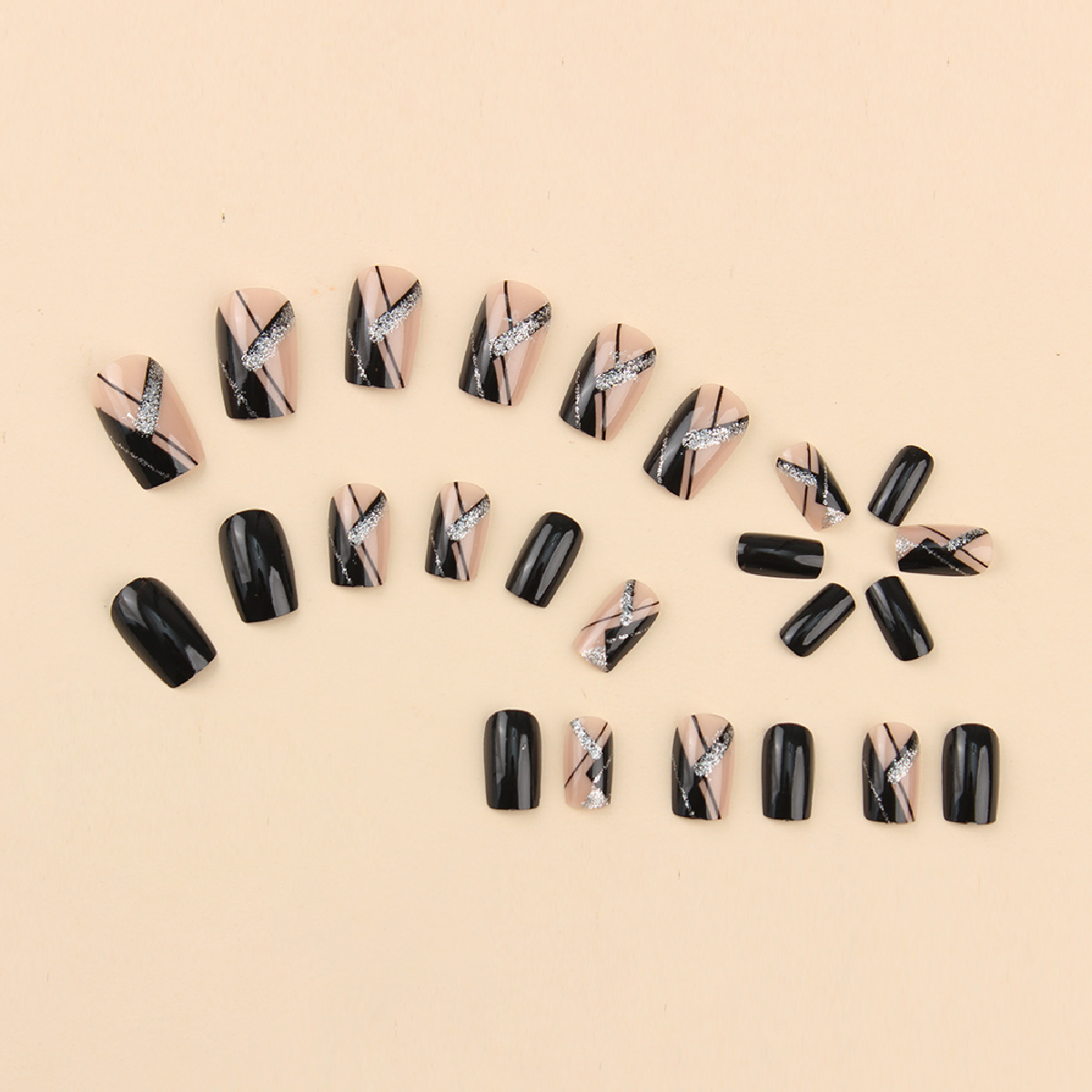 24Pcs Square Black Short Cover - Nail Art Simple recension och pris