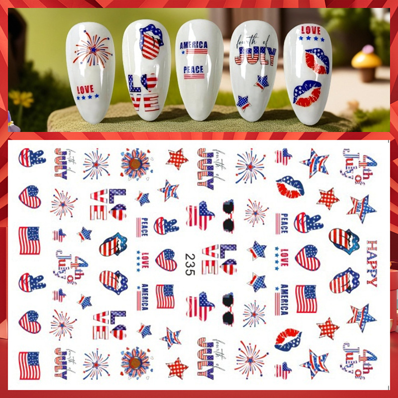 1Sheet 4th of July Nail Sticke - Nail Art France recension och pris