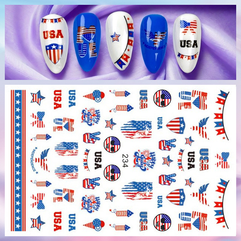 1Sheet 4th of July Nail Sticke - Nail Art France recension och pris