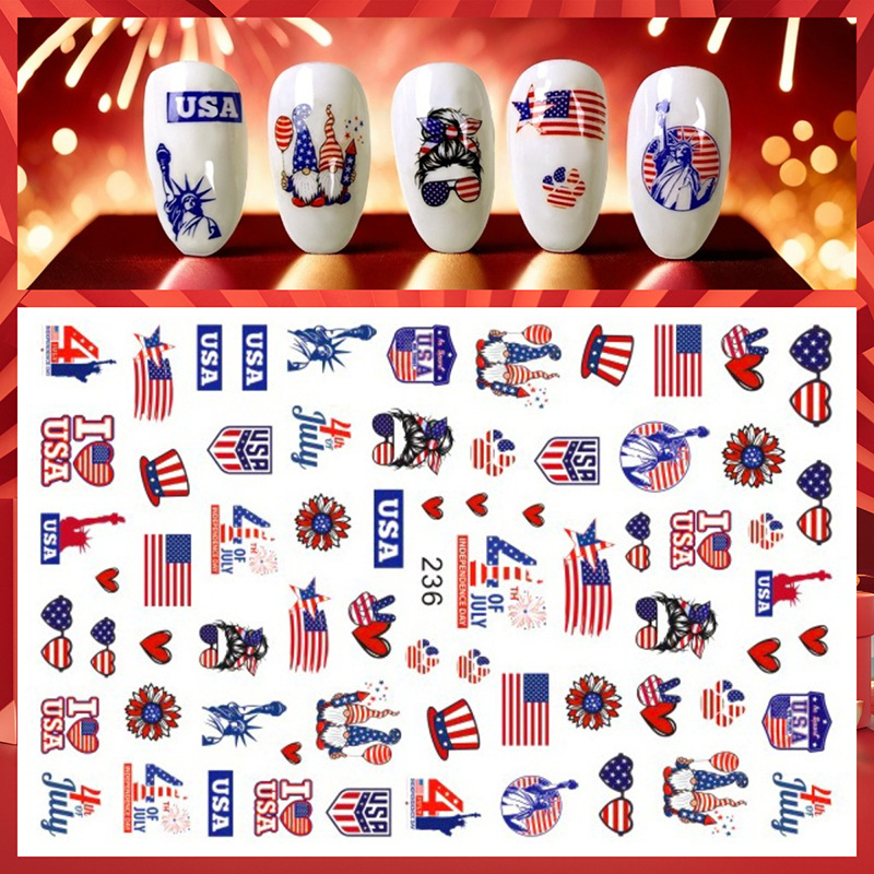 1Sheet 4th of July Nail Sticke - Nail Art France recension och pris