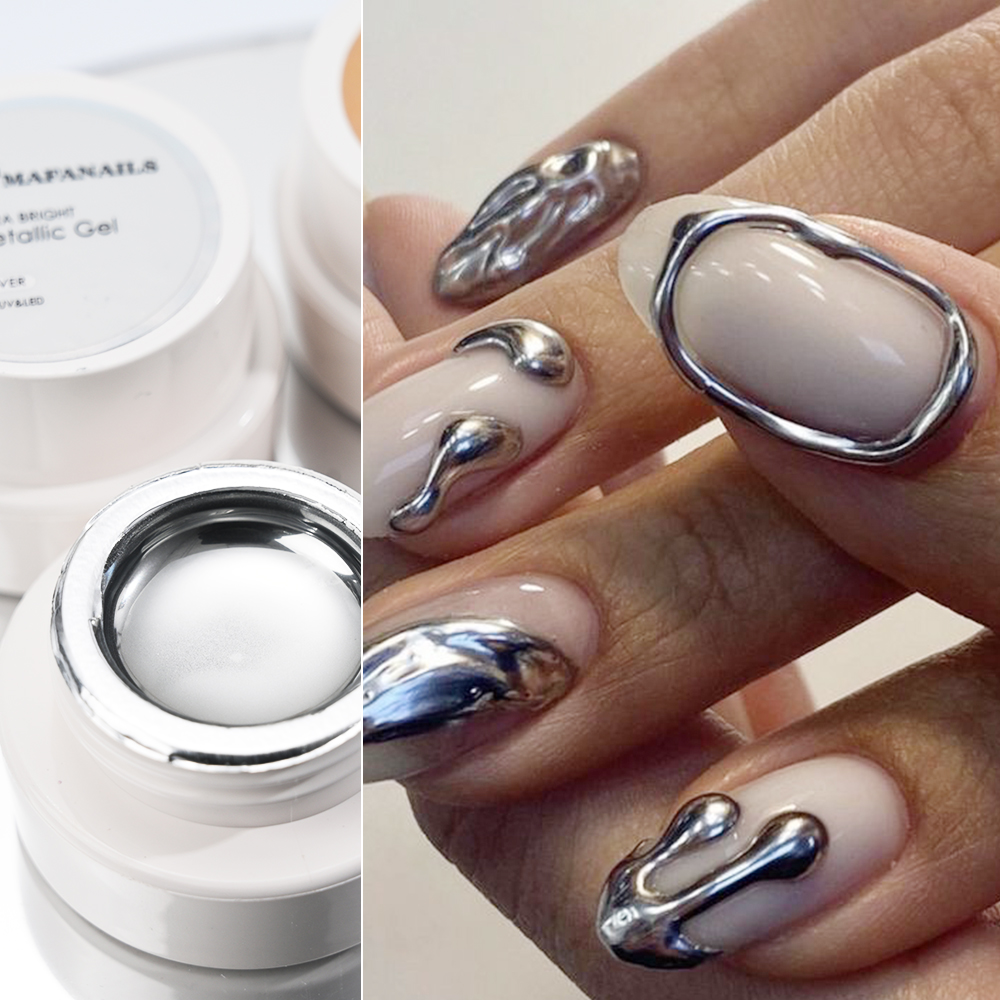 5ml Silver Gold Metallic Gel N - Nail Glitter Chrome recension och pris