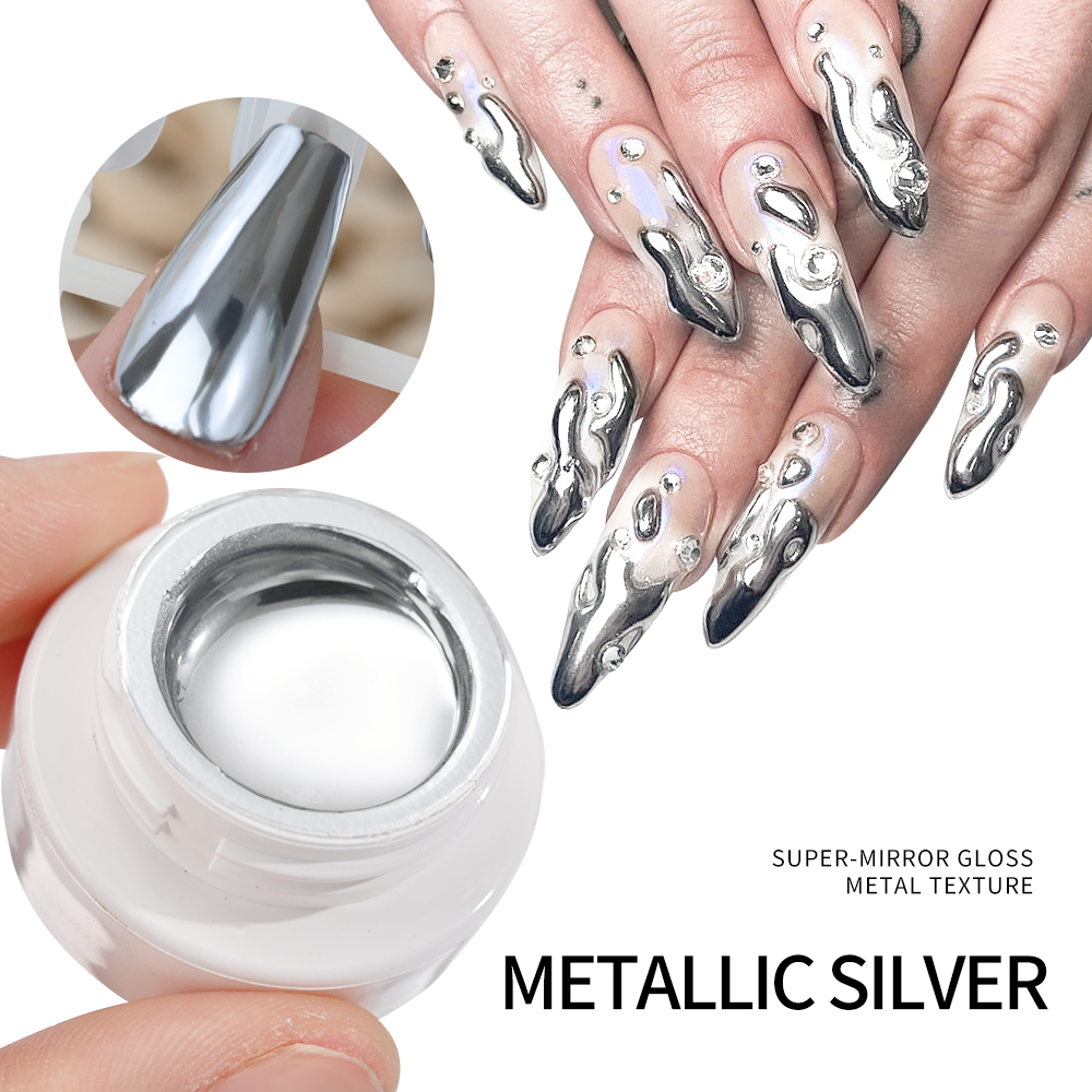 5ml Silver Gold Metallic Gel N - Nail Glitter Chrome recension och pris