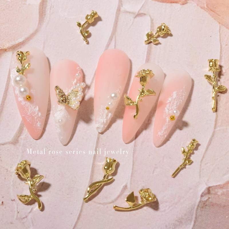 10Pcs 3D Rose Nail Art Ornamen - Nail Art Rose Gold recension och pris