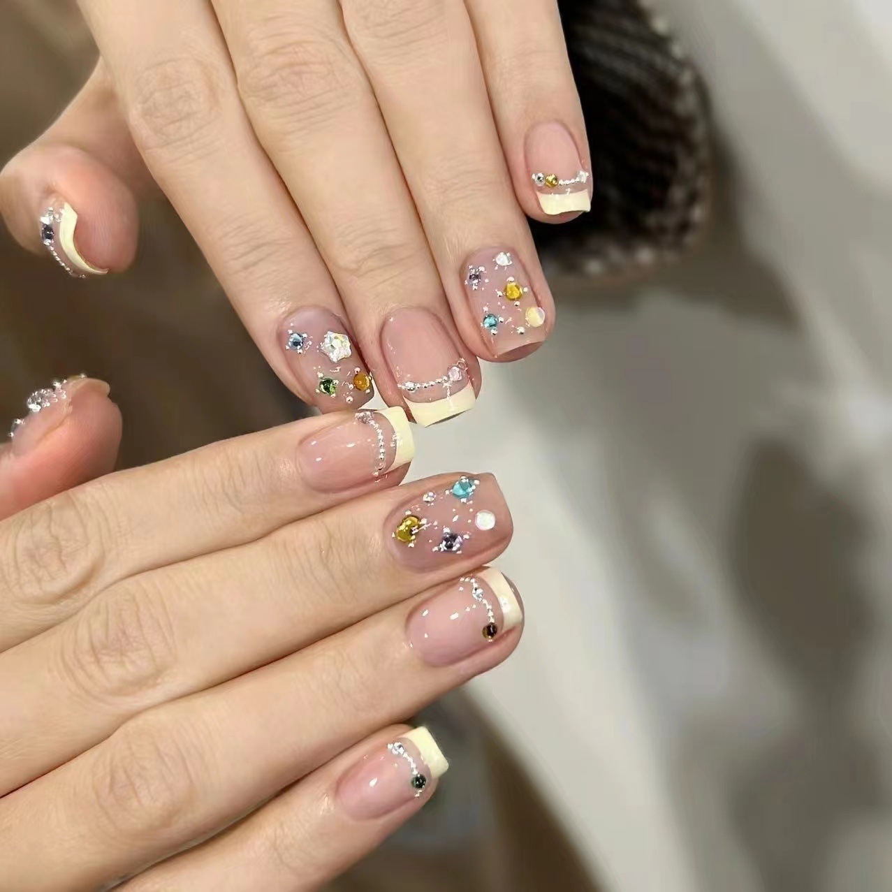 10Pcs Short Square French Hand - Nail Art Simple recension och pris