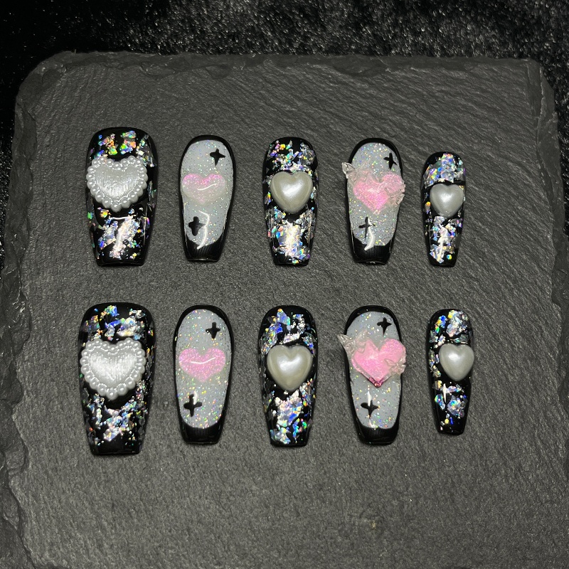 10PCS Gothic Black Press on Na - Nail Art Gothic recension och pris