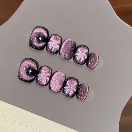 10Pcs Purple Short Round Head  - Nail Art Simple recension och pris