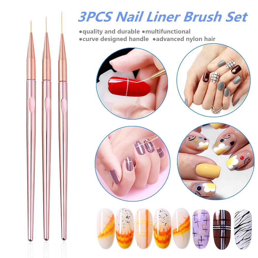 3Pcs/Set Nail Art Brush Nail A - Nail Art Rose Gold recension och pris