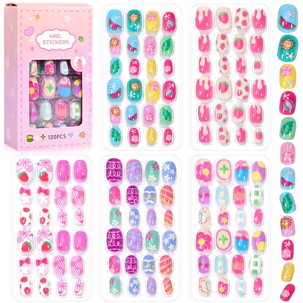 120-Piece 5-Set Candy Kids Pre - Press On Nail Set recension och pris