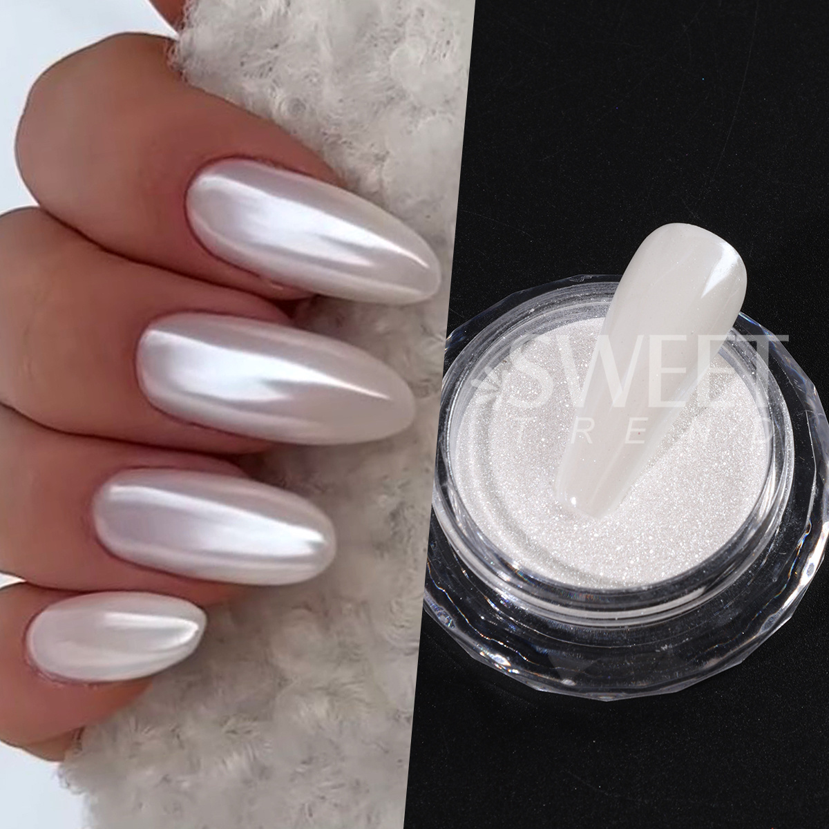 Water Glossy White Nail Chrome - Nail Glitter Chrome recension och pris
