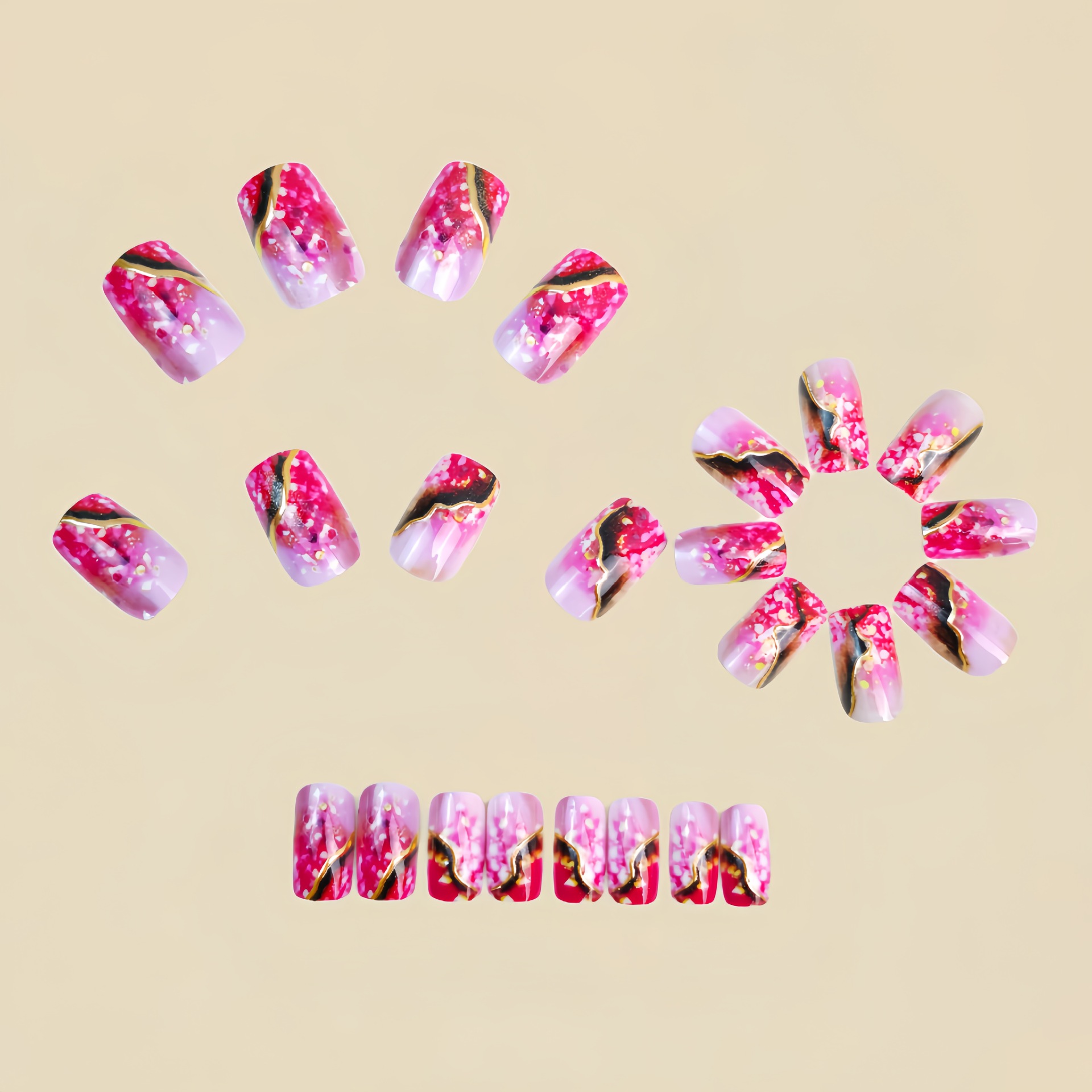 Medium fake nails for women gi - Press On Nail Set recension och pris