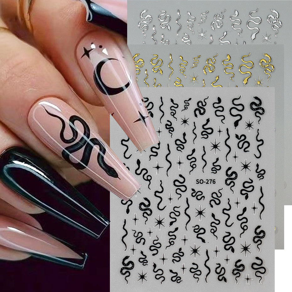 3pcs 3D Black Snake Nail Art S - Nail Art Gothic recension och pris