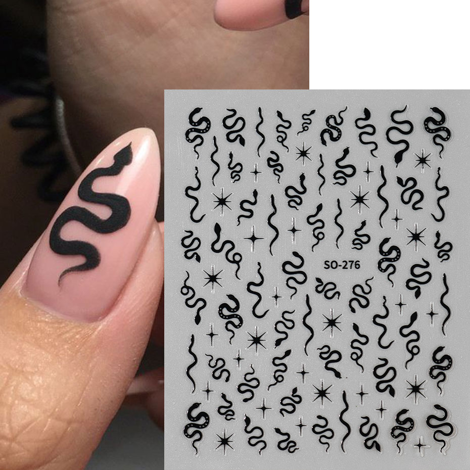 3pcs 3D Black Snake Nail Art S - Nail Art Gothic recension och pris